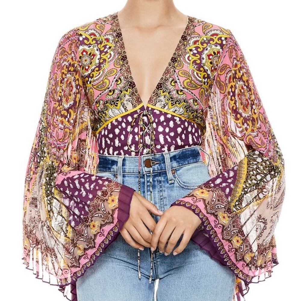 Alice & Olivia Chelsea crop blouse boho chic size 0